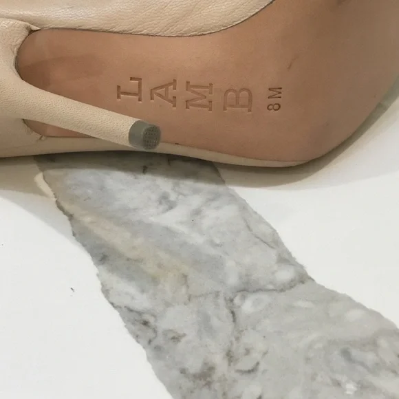 L.A.M.B Elegant Beige and Metallic Women's Heels - Picture 3 of 4